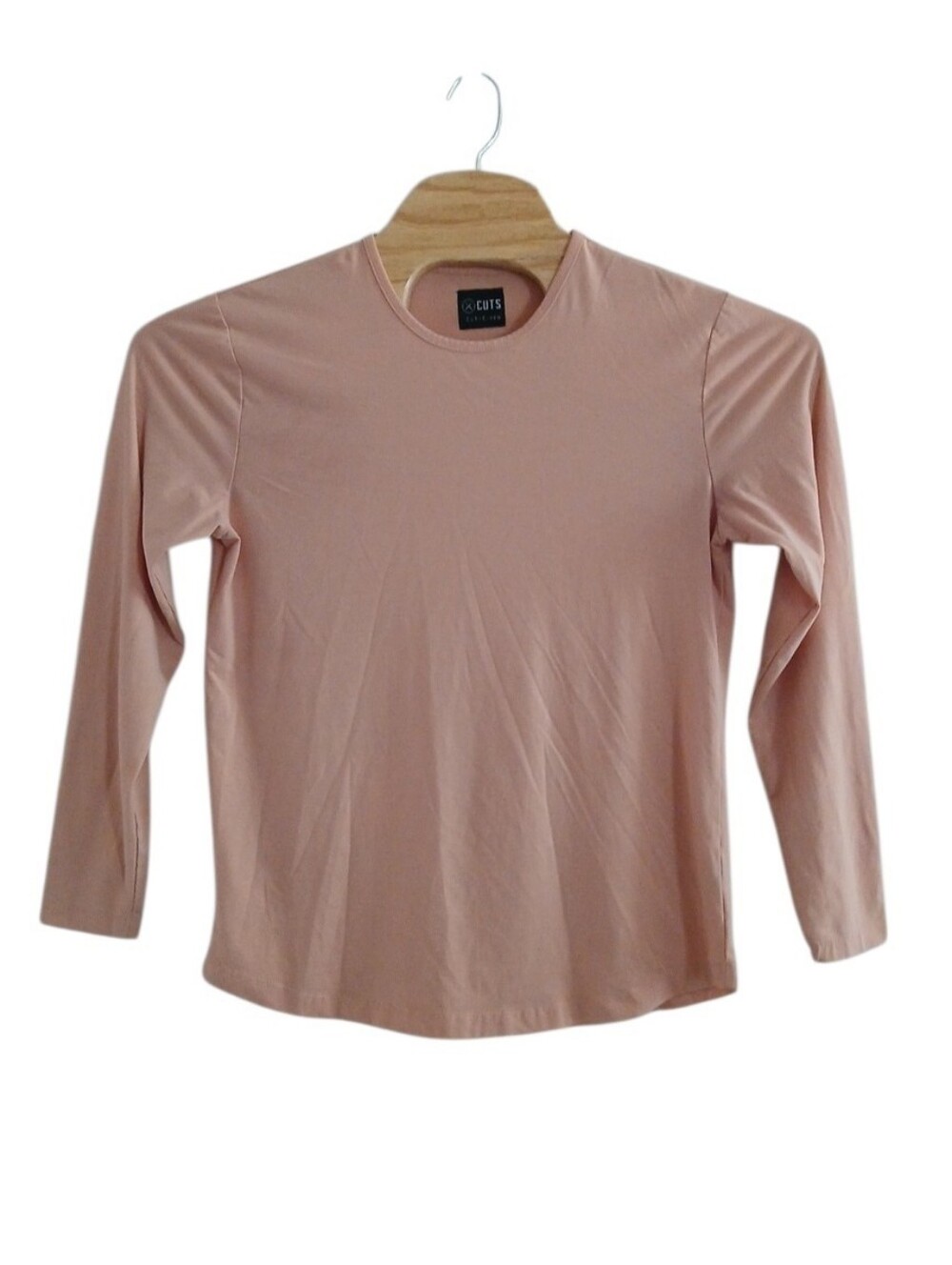 Cuts Curve-Hem Shirt Men Medium Blush Stretch Performance Long Sleeve Henley